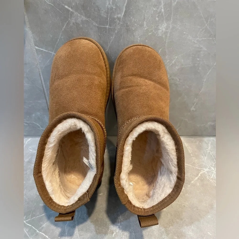 BearPaw Kiara Chestnut Suede Short Shearling Boots